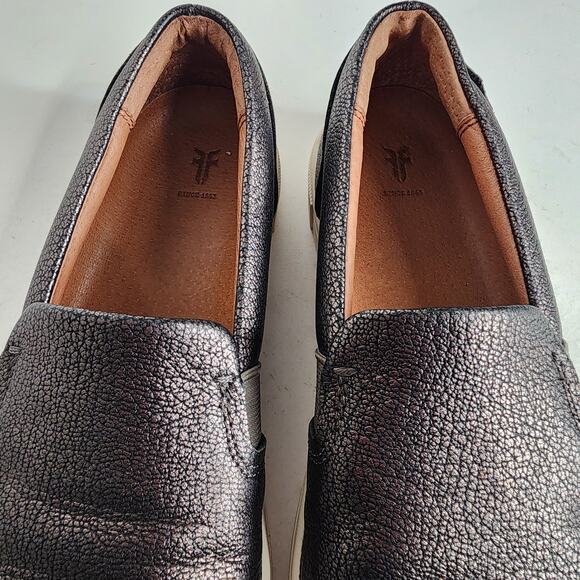 Frye Ivy Slip On Sneakers Women's 7M Pewter Leather Loafer Flats - Picture 4 of 8
